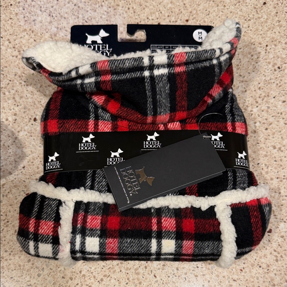 Hotel Doggy Red & Black Plaid Sherpa-Lined Jacket